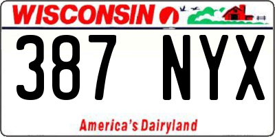 WI license plate 387NYX