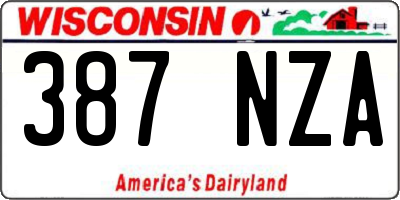 WI license plate 387NZA