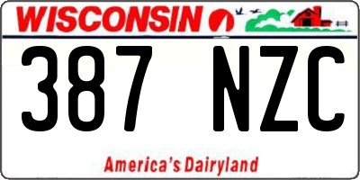 WI license plate 387NZC