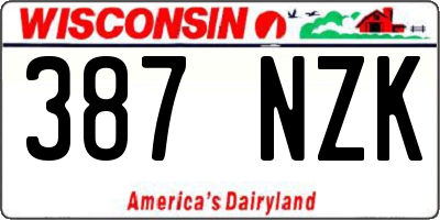 WI license plate 387NZK