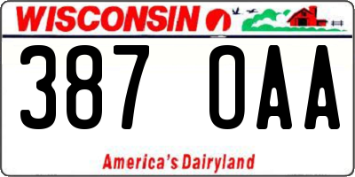 WI license plate 387OAA