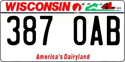 WI license plate 387OAB