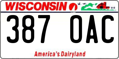 WI license plate 387OAC