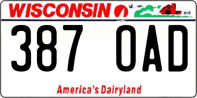 WI license plate 387OAD