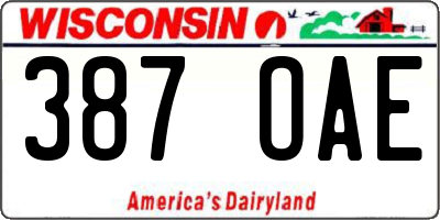 WI license plate 387OAE