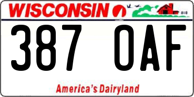 WI license plate 387OAF