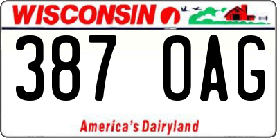 WI license plate 387OAG