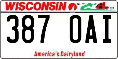 WI license plate 387OAI