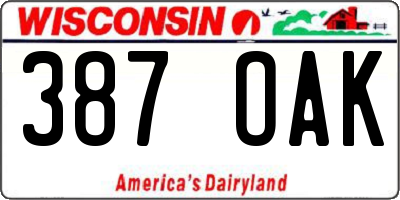 WI license plate 387OAK