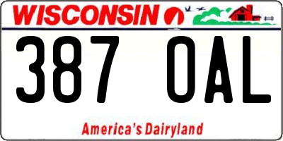 WI license plate 387OAL