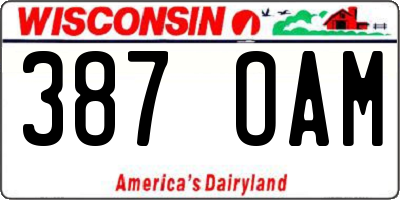 WI license plate 387OAM