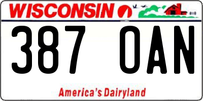 WI license plate 387OAN