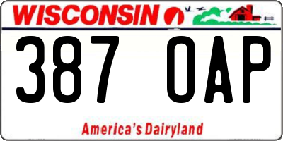 WI license plate 387OAP