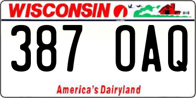 WI license plate 387OAQ