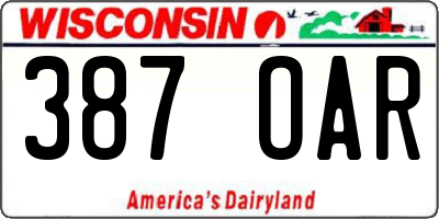 WI license plate 387OAR