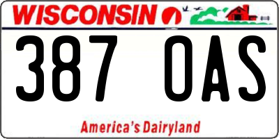 WI license plate 387OAS