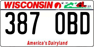 WI license plate 387OBD