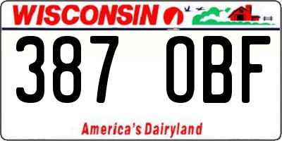 WI license plate 387OBF