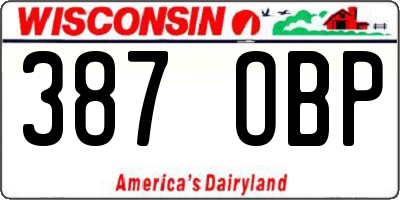 WI license plate 387OBP