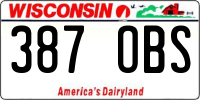 WI license plate 387OBS