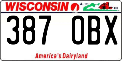 WI license plate 387OBX