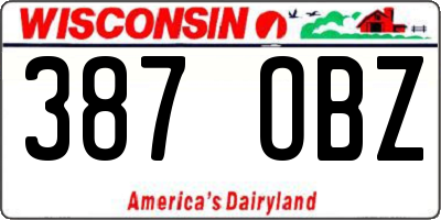 WI license plate 387OBZ