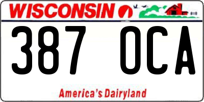 WI license plate 387OCA