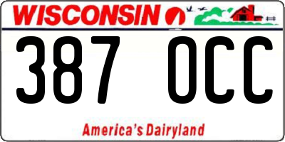 WI license plate 387OCC
