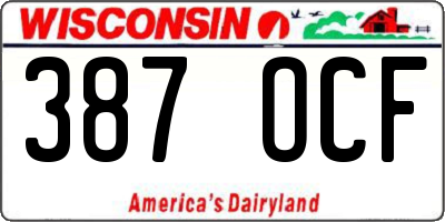 WI license plate 387OCF