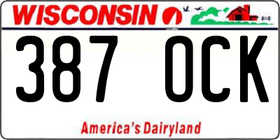 WI license plate 387OCK