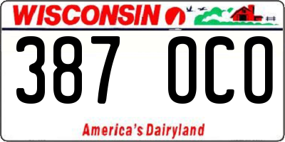 WI license plate 387OCO