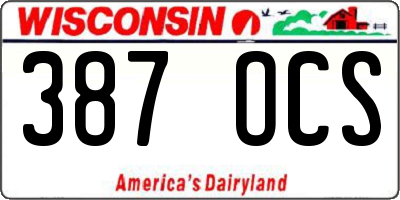 WI license plate 387OCS