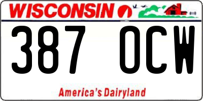 WI license plate 387OCW