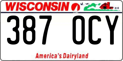 WI license plate 387OCY