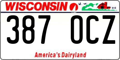 WI license plate 387OCZ