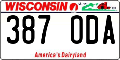 WI license plate 387ODA