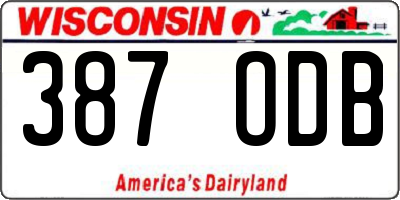 WI license plate 387ODB