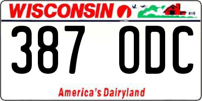 WI license plate 387ODC