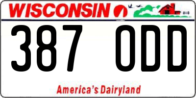 WI license plate 387ODD