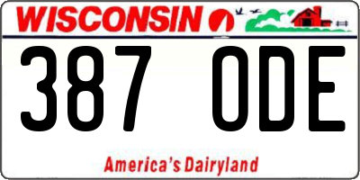 WI license plate 387ODE