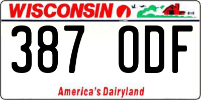 WI license plate 387ODF