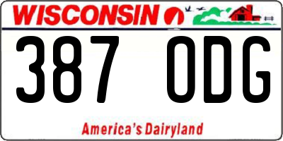 WI license plate 387ODG