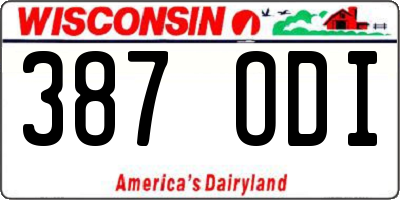 WI license plate 387ODI