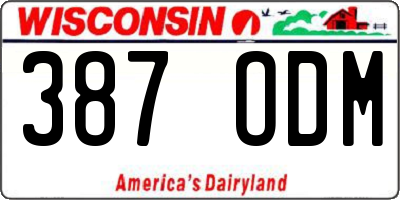 WI license plate 387ODM