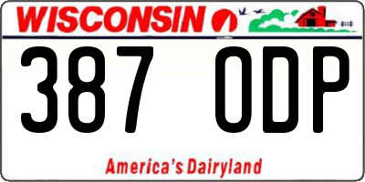 WI license plate 387ODP
