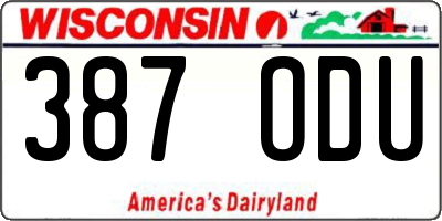 WI license plate 387ODU