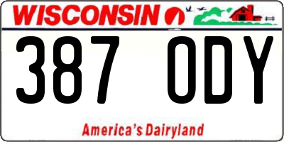 WI license plate 387ODY