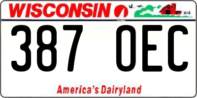 WI license plate 387OEC