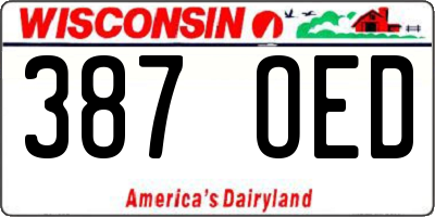 WI license plate 387OED