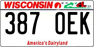 WI license plate 387OEK